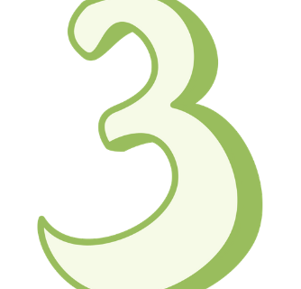 The number three outlined in the color green.